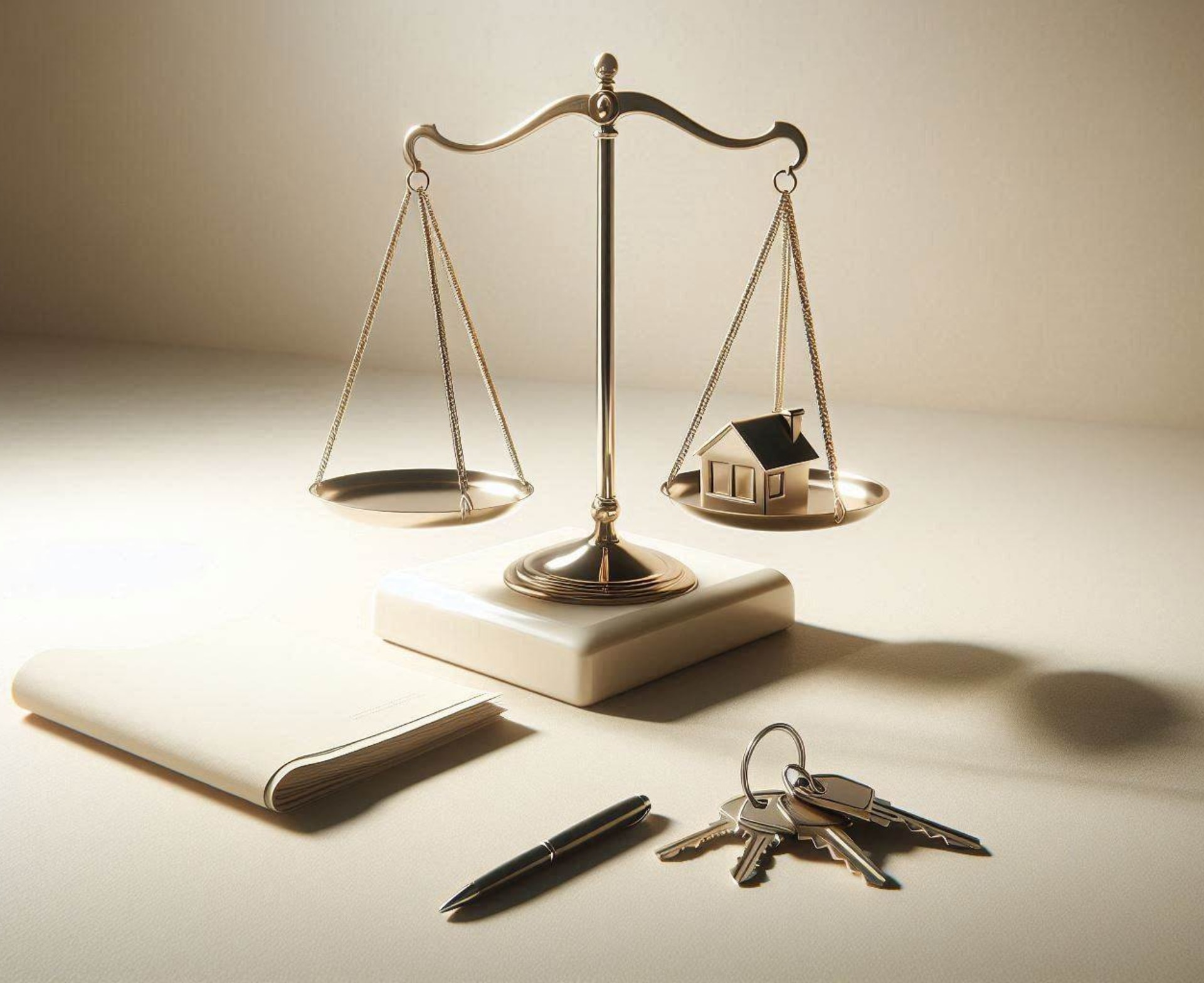 Une balance, des clés, et une maison